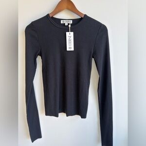 Eterne Long Sleeve Fitted Top—Black